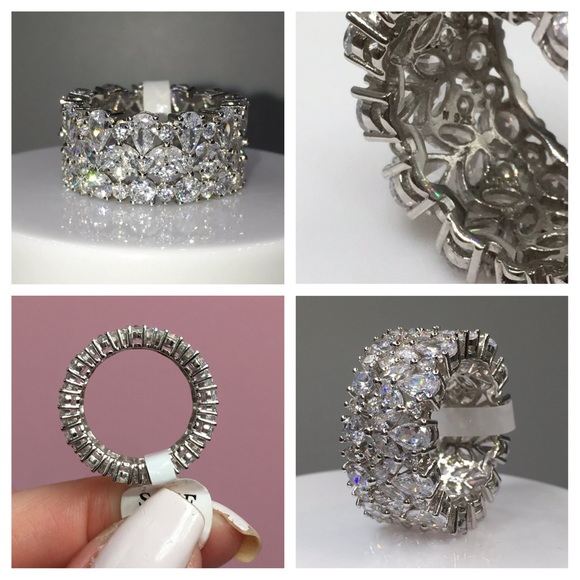 14k white gold diamond eternity band ring wedding - Picture 8 of 8